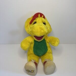 BJ Yellow Plush Dino 12" Red Plastic Shoes Barney Friend Stuffed Toy‎ 1994 Lyons